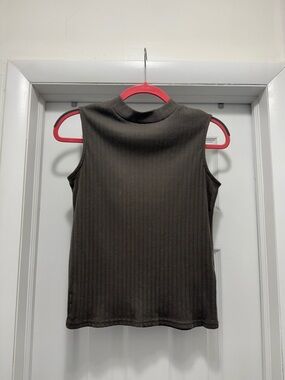 Beams Heart Ribbed Mock Neck Top